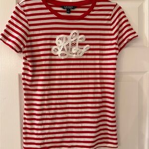 Ralph Lauren Red and White Striped Tee